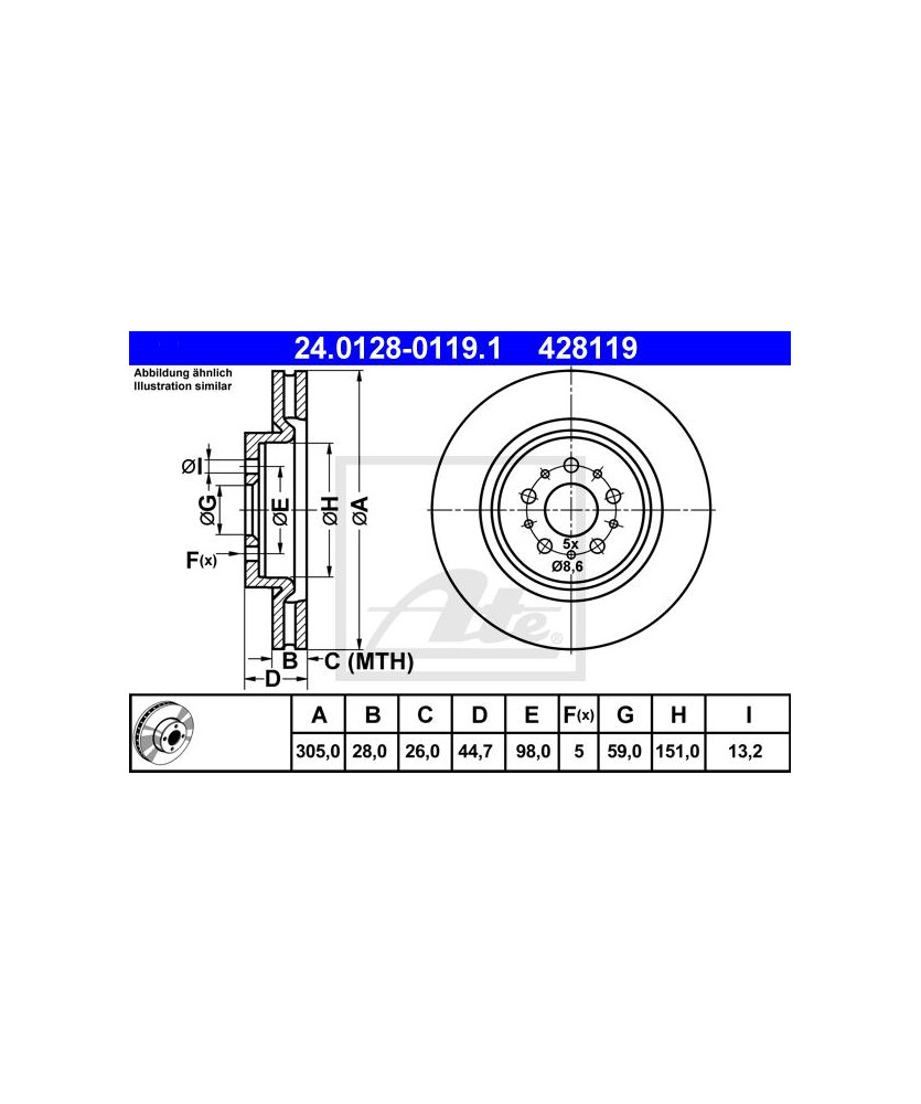 DISCO FRENO ANTERIORE 147-156-GTV-SPIDER MOTORI 3.0 3.2