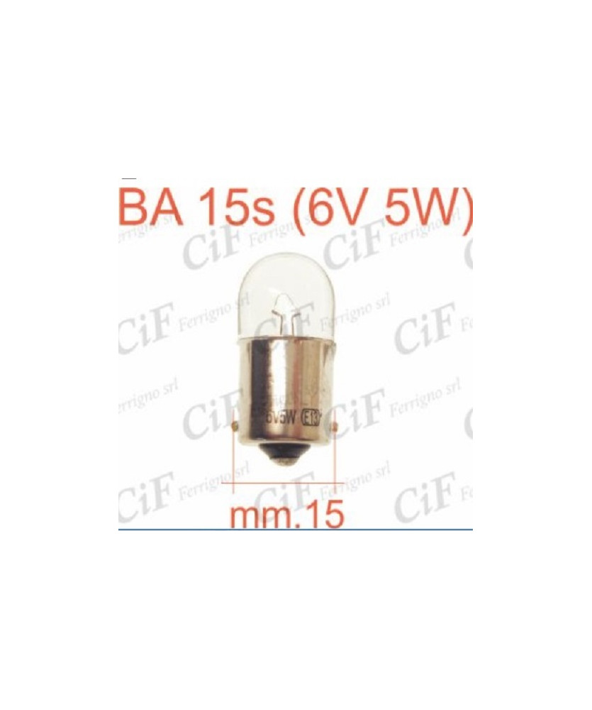 LAMPADINA BA 15S (6V 5W) LUCE POSIZIONE