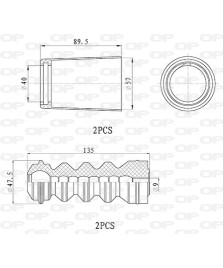 KIT PARAPOLVERE (2 TAMPONI + 2 CUFFIE)   POSTERIORE VOLKSWAGEN POLO