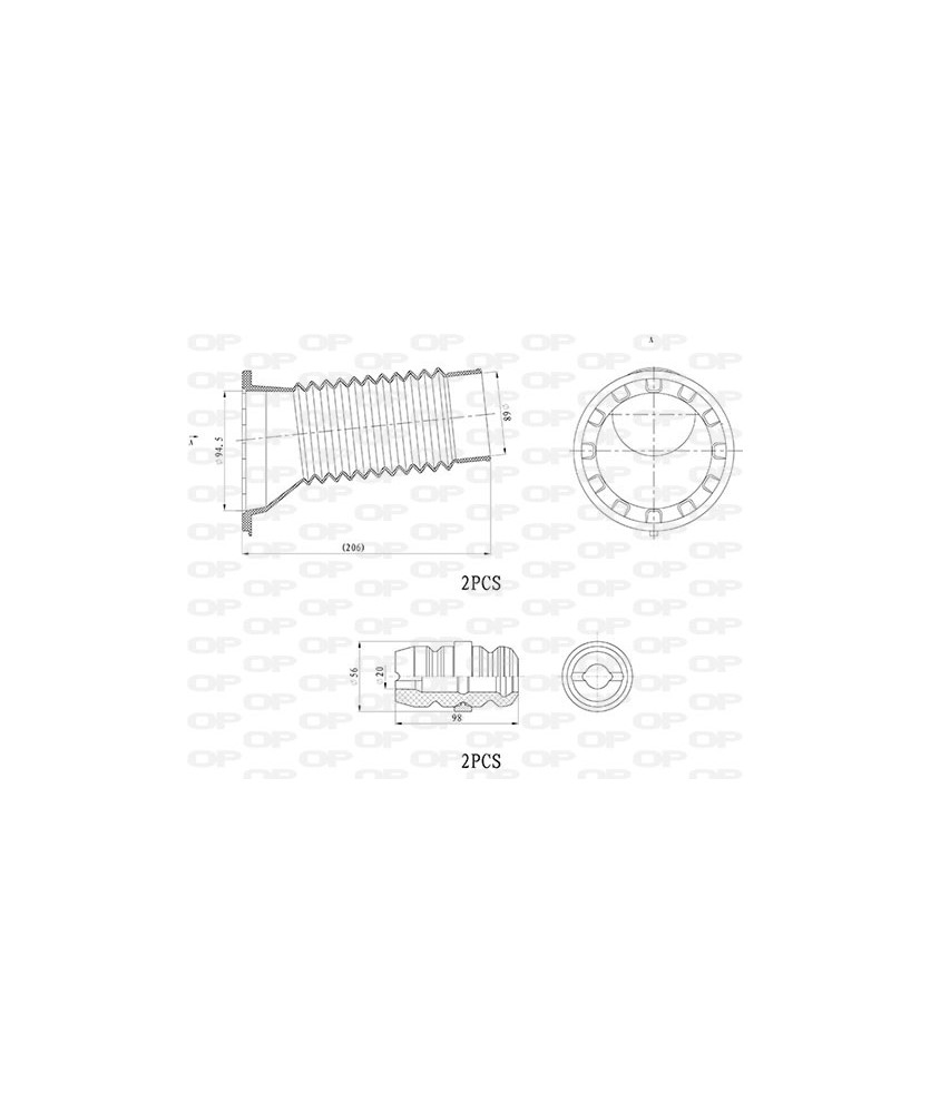 KIT PARAPOLVERE (2 TAMPONI + 2 CUFFIE)   ANTERIORE  COROLLA AVENSIS