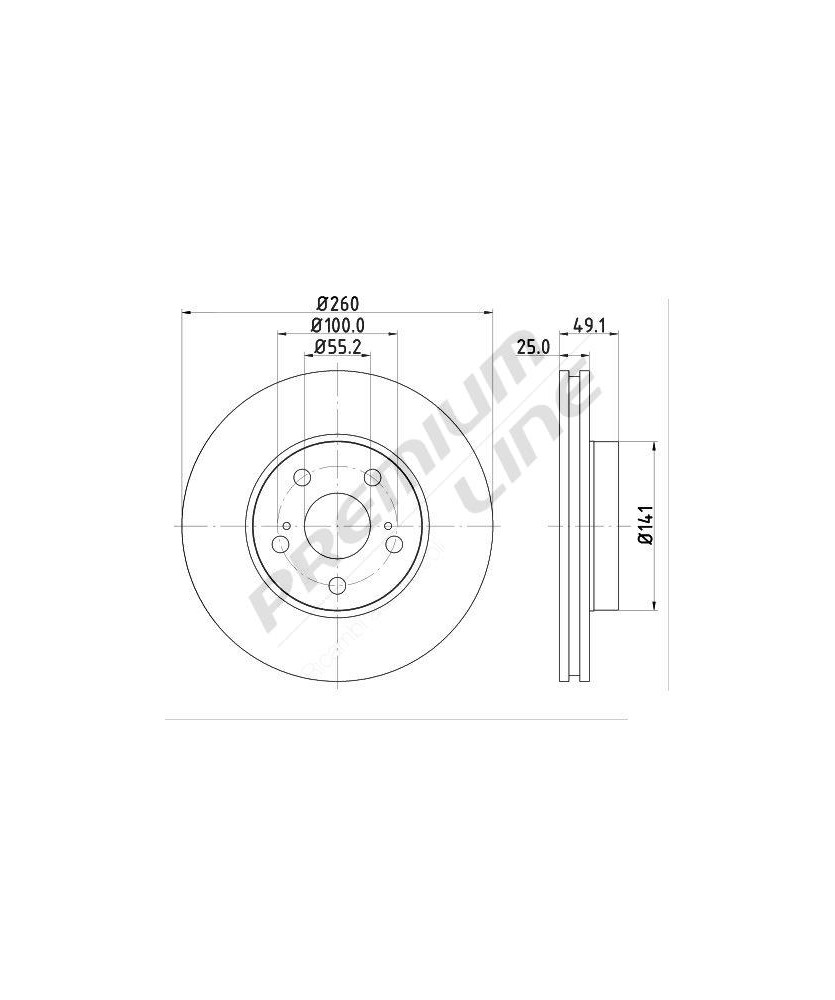 DISCO FRENO  AVENSIS DIAMETRO 260  ANTERIORE VENTILATO