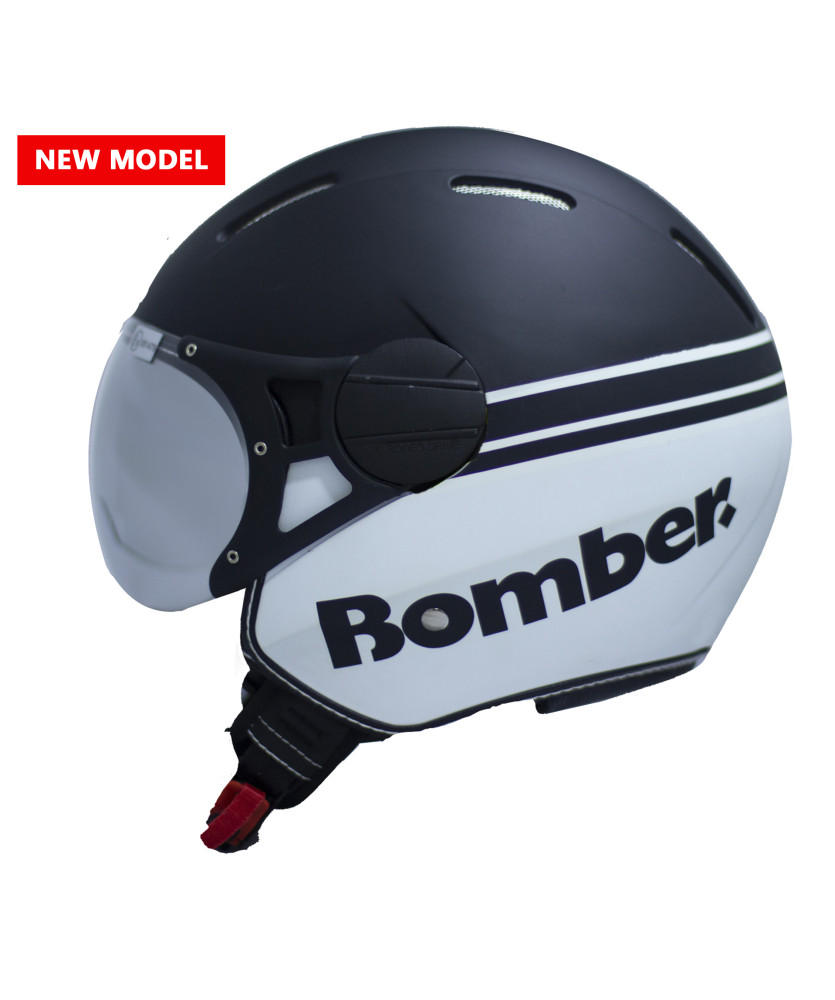 CASCO JET COLORE NERO OPACO TAGLIA XL   NERO BIANCO BOMBER