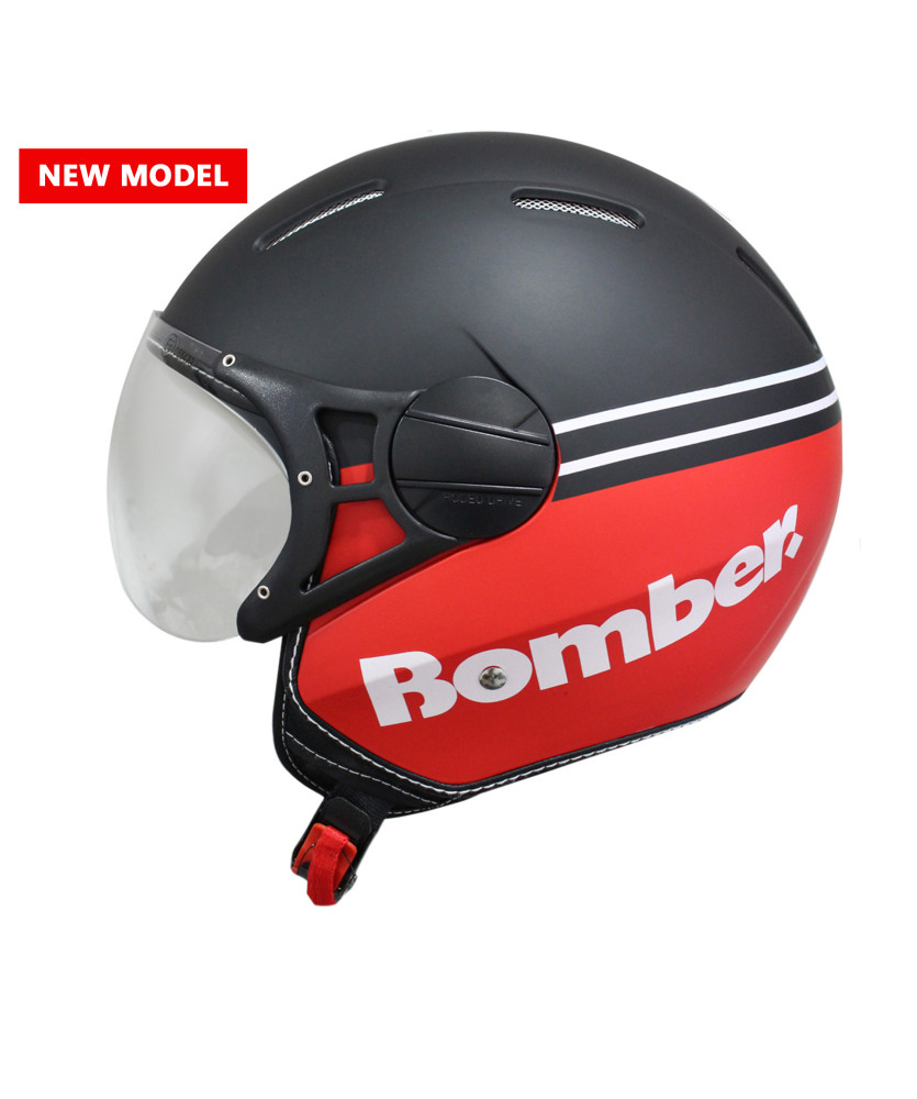 CASCO JET NERO ROSSO TAGLIA XL          BOMBER