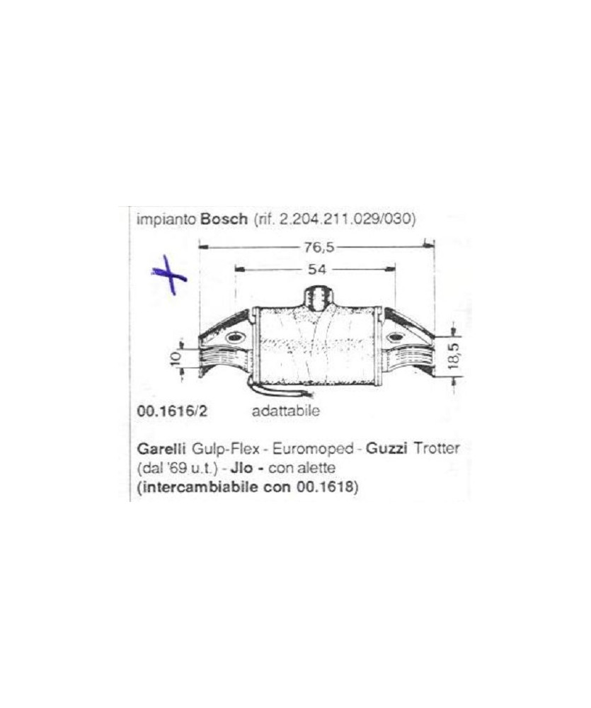 BOBINA ALTA TENSIONE IMP.BOSCH GARELLI   GULP-FLEX-GUZZI TROTTER-JLO.2204211029