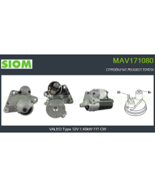 MOTORINO AVVIAMENTO VALEO D6RA110 12V 1   12V - 1 4 KW C3-C4-BERLINGO-SCUDO-308