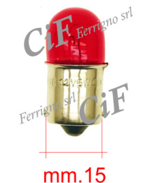 LAMPADINA BA 15s (12V-5W) LUCE POSIZIONE  (COLORE ROSSO)