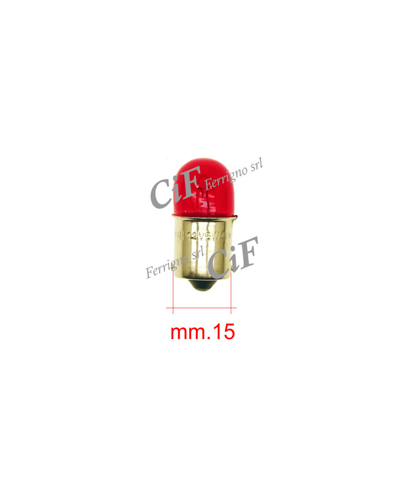 LAMPADINA BA 15s (12V-5W) LUCE POSIZIONE  (COLORE ROSSO)