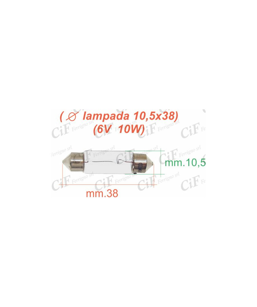 LAMPADINA A SILURO 6V 10W  10 5X38