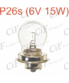 LAMPADINA P26S (6V 15W) ANABBAGLIANTE VE CICLOMOTORE 6V-15W P26S (C10)