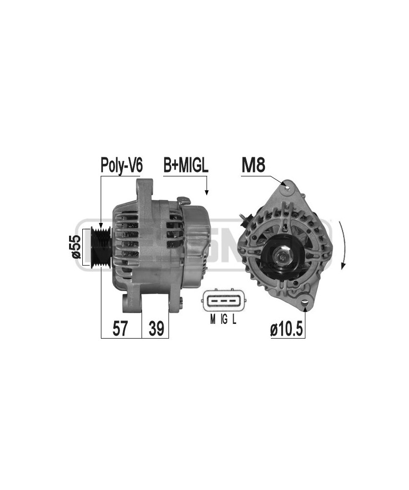 ALTERN.  YARIS (CP10) 12V-90A      PULEGGIA POLY V6