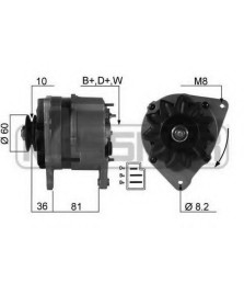 ALTERNATORE 12V 55AH  ESCORT/FIESTA  ORION 1.8 TD