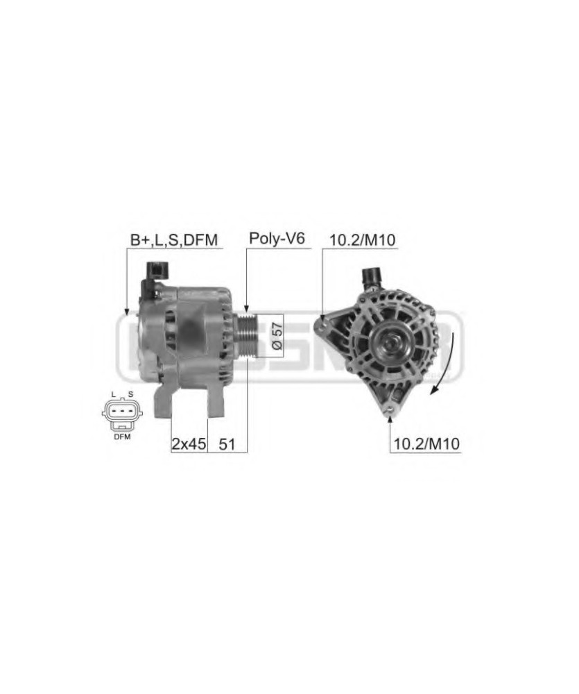 ALTERNATORE.14V 80A  FIESTA FUSION    2 SENZA PULEGGIA FRIZIONATA