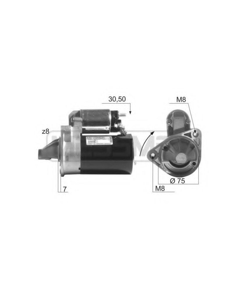 MOT. AVV.  MATIZ (KLYA) 12V-1KW    VERSIONE CORTA