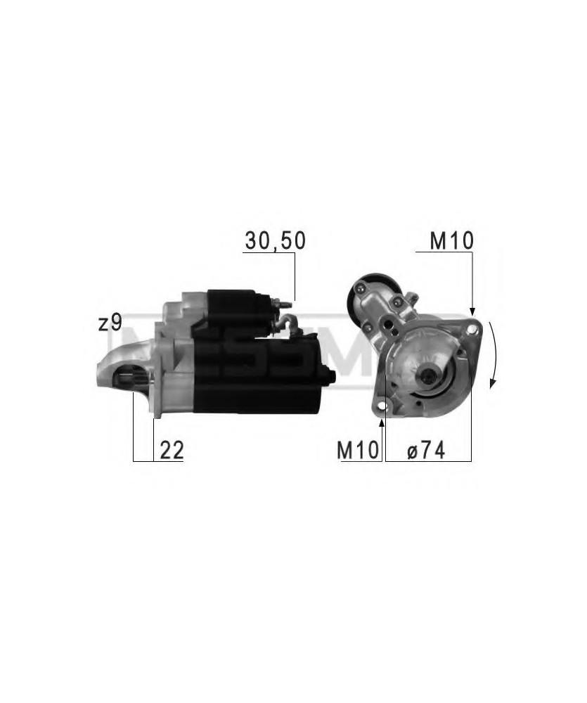 MOTORINO AVVIAMENTO 12V 1 80kW 9T        CW  S.1/3 X3 D