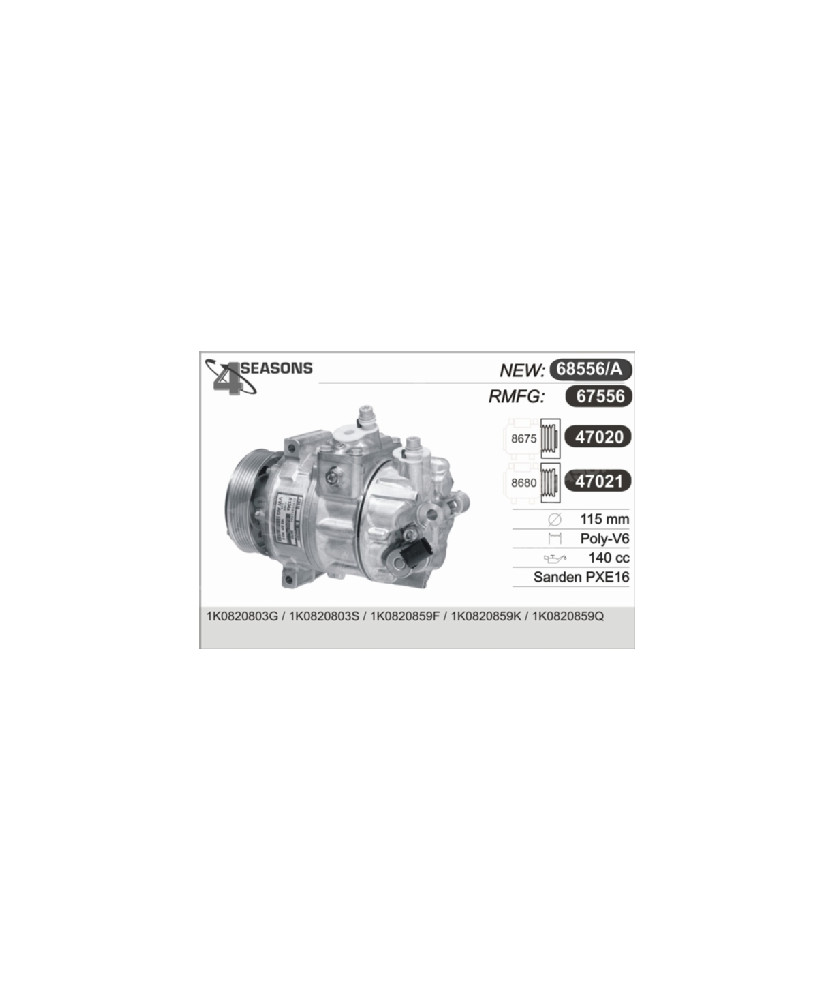 COMPRESSORE  GOLF V SDPXE16-8675F      SANDEN PXE16 115MM /GOLF VI 1.2/1.4